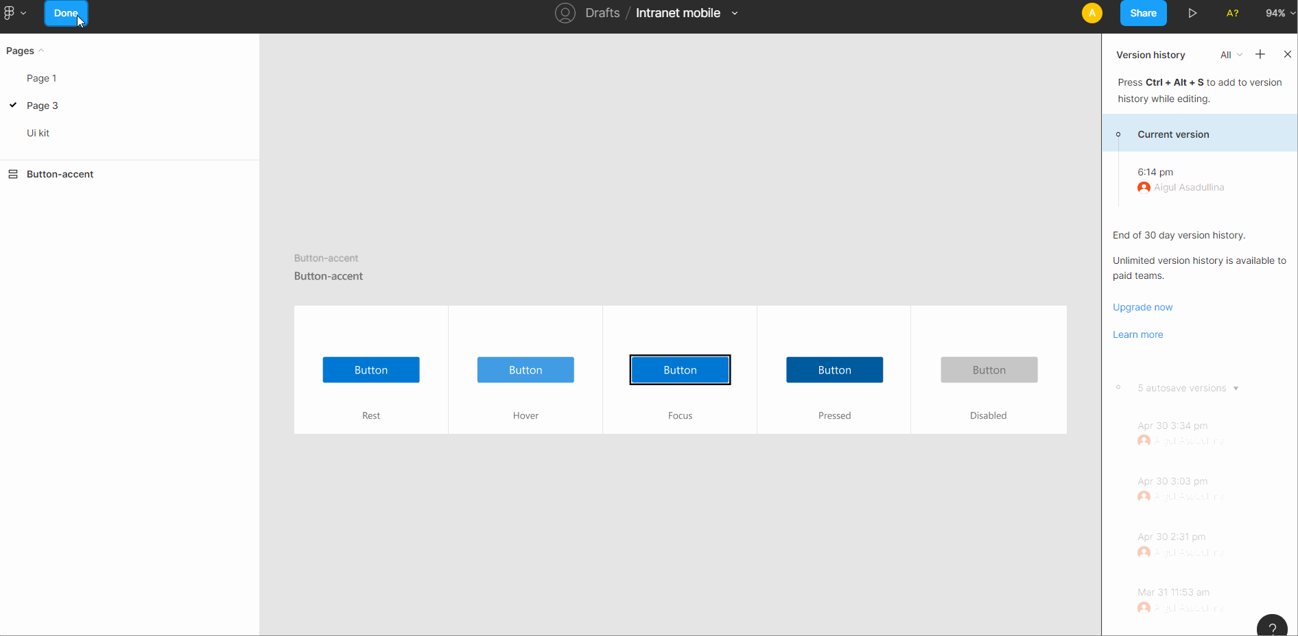 Version comments in Figma